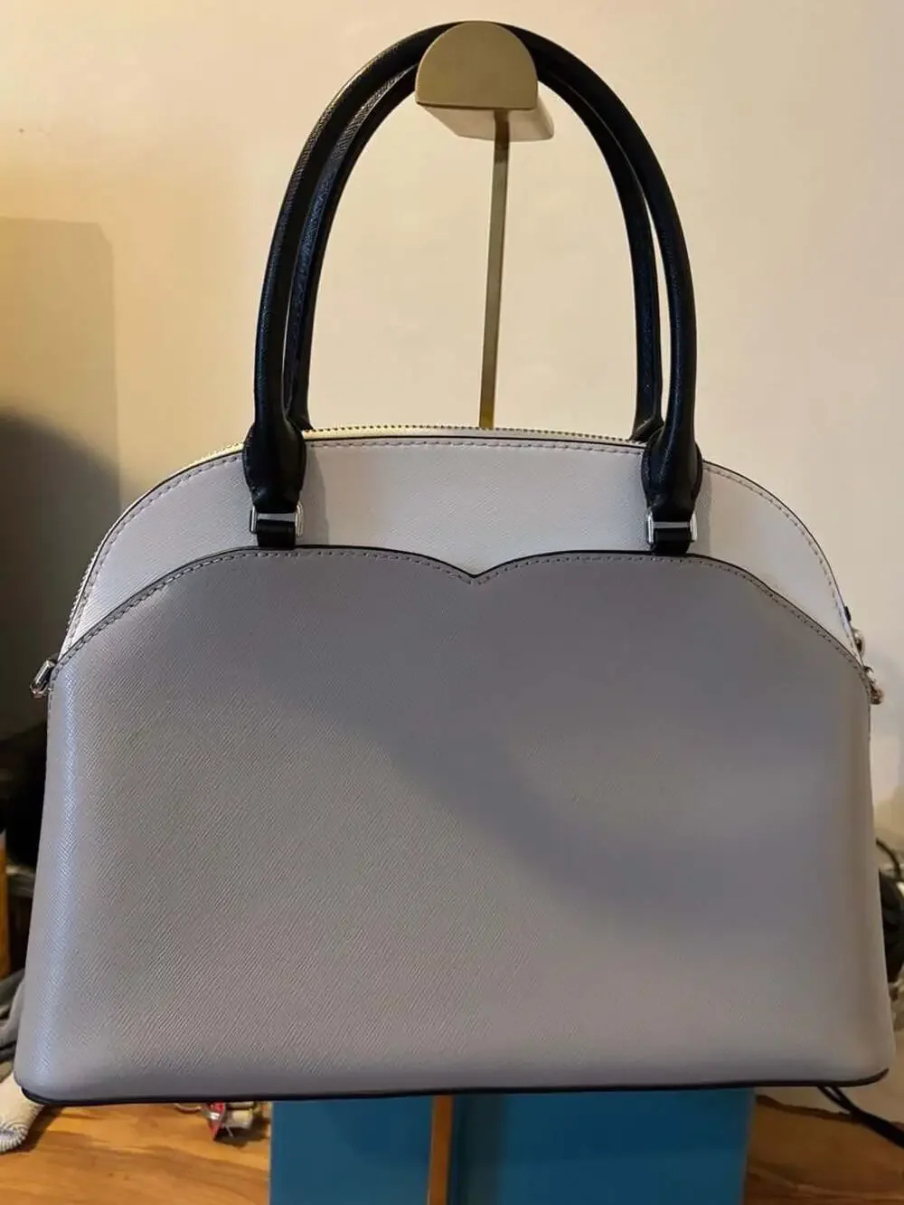 Kate Spade Payton Colorblock Medium Dome Satchel Gray White Black